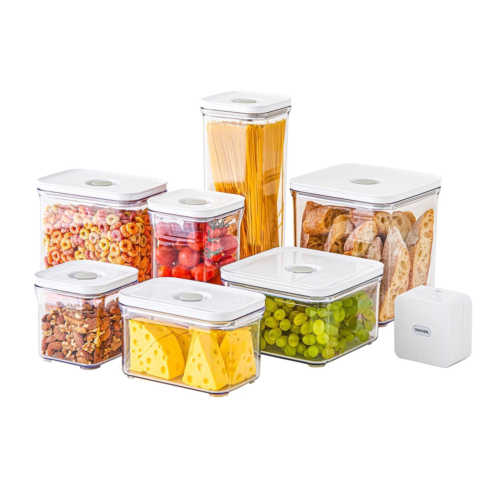 VAKUEN Airtight Food Storage Containers Set with Vacuum Sealer, 7 Pc