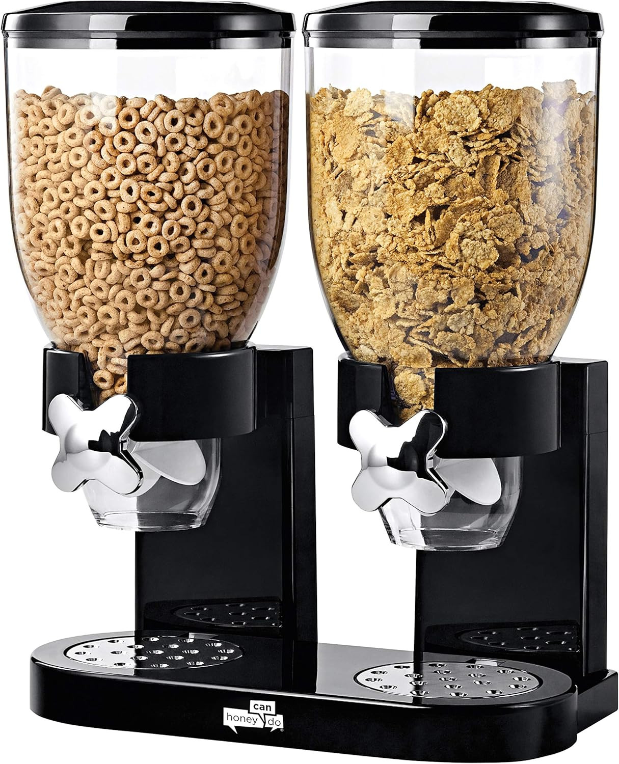 Dual Dry Food Dispenser – Countertop Cereal Dispenser with Portion Control, 17.5