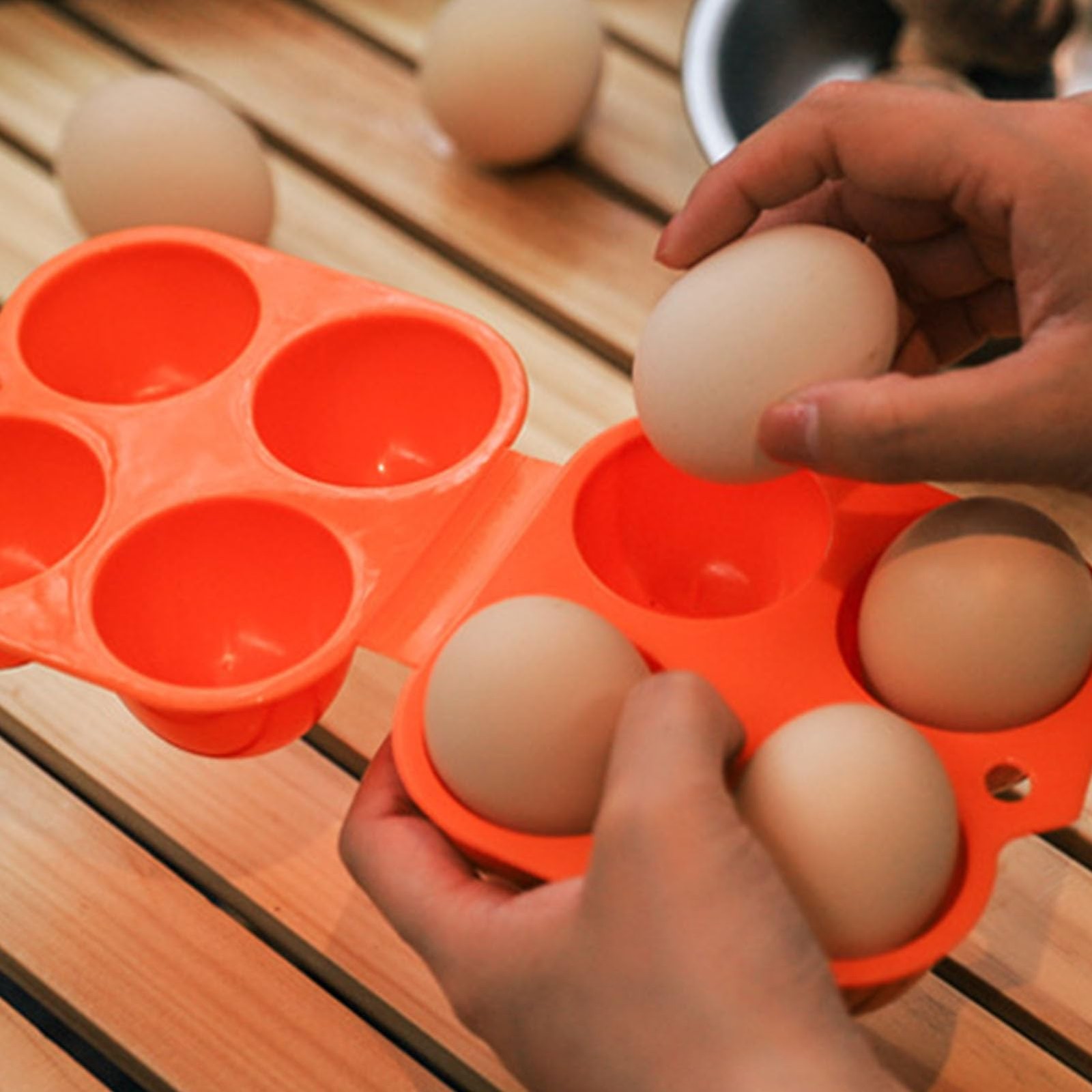 Square 4 Count Egg Cartons Reusable Plastic Egg Container Anti Drop Home Stor…