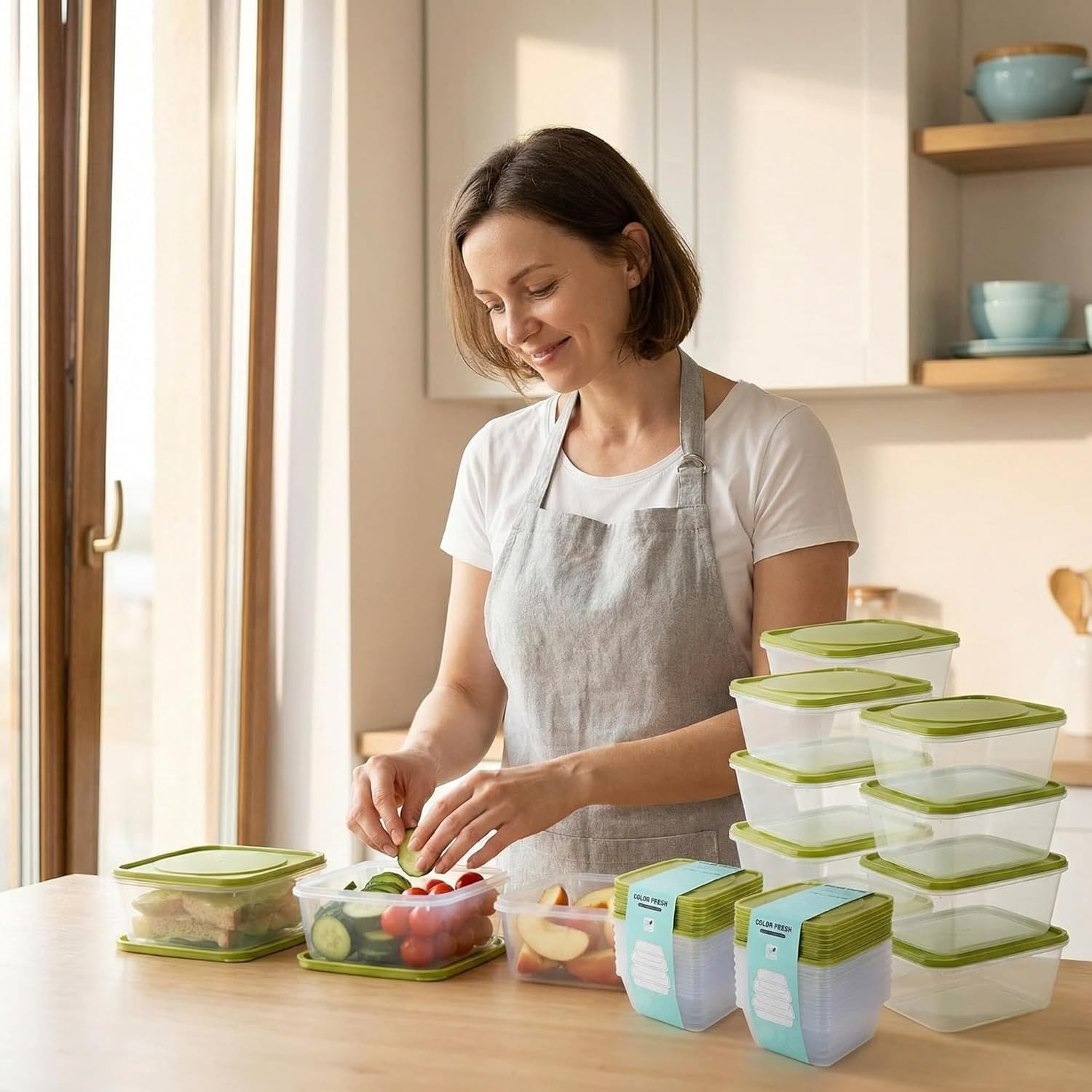 16 Pcs Square Food Storage Containers, Prep Containers Reusable with Plastic Lid