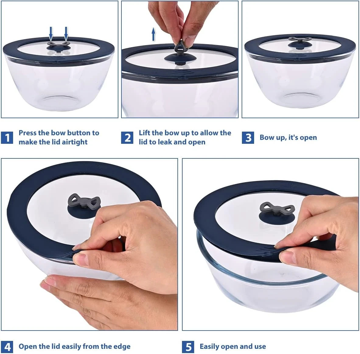 2 Pack Replacement Lids for Pyrex 7201-PC 4 Cup Glass Containers Mixing Bowl Sil