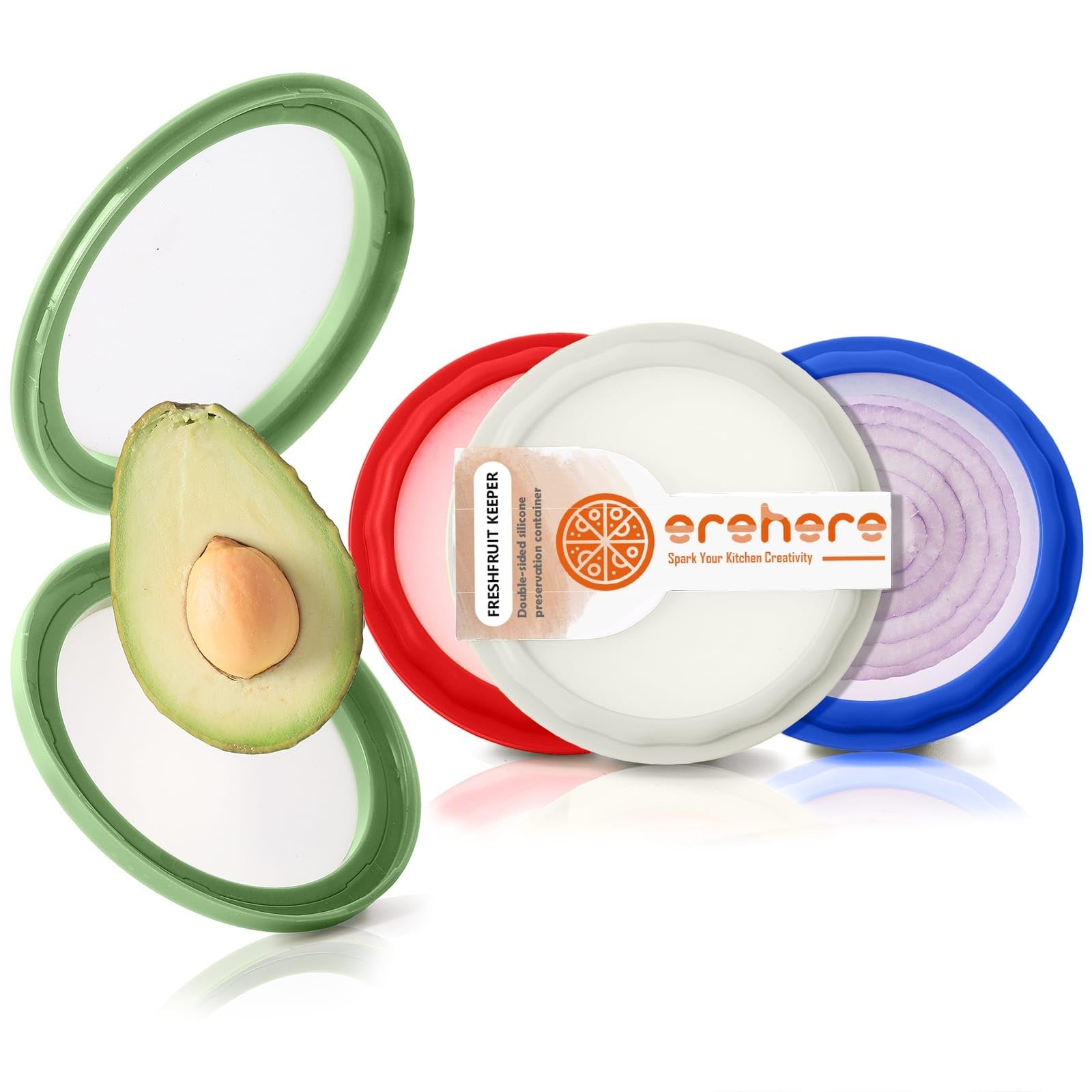 4-Piece Food Storage Containers Set – Avocado Saver, Onion Keeper, Silicone K…