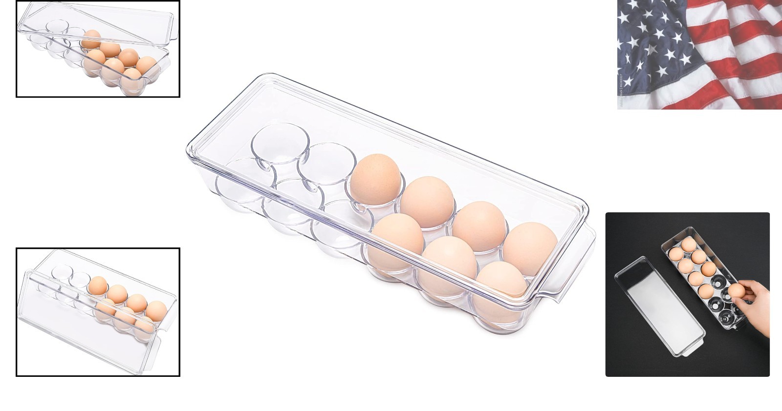 12 Eggs Holder for Refrigerator, Clear Egg Container for Fridge, Kitchen