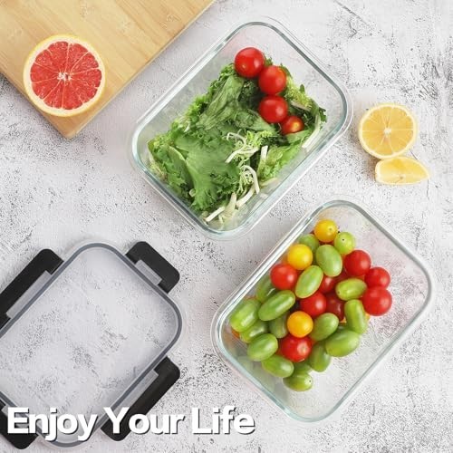 8 Pack 36oz Large Glass Meal Prep Containers with lids, Glass Food Storage…