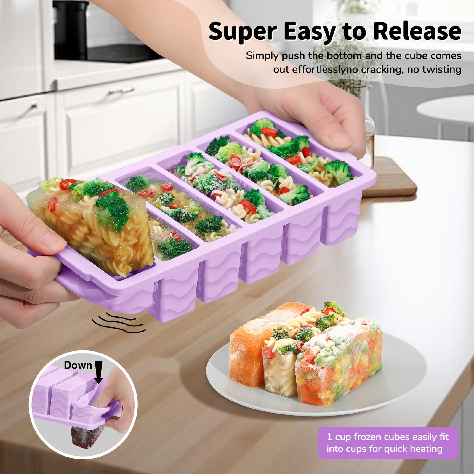 Silicone Freezer Tray 2 Pack BPA Free Food Storage Molds Meal Prep Soup Stews