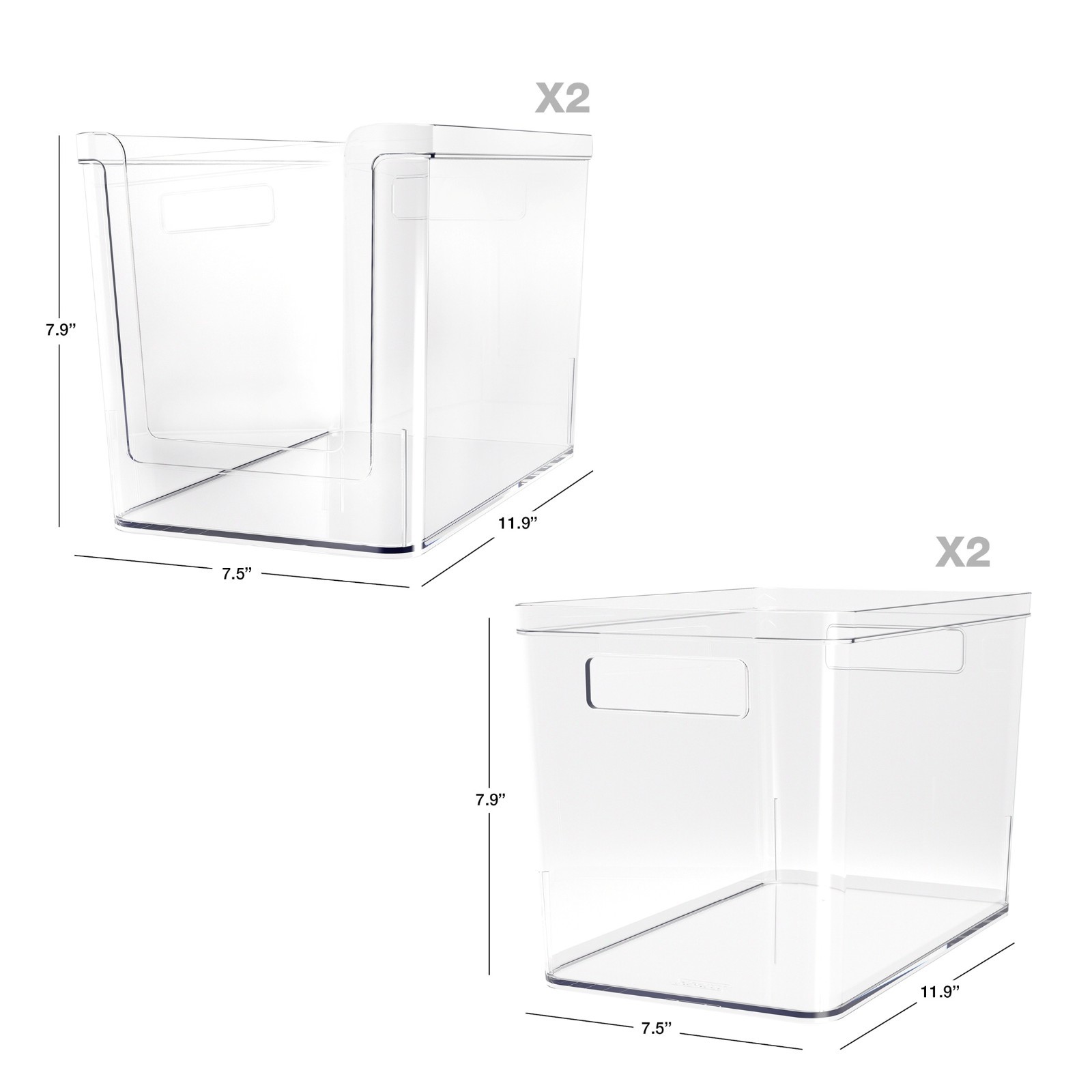 Mainstays 4-Piece Clear Plastic Pantry Storage Bin Organizer Set, Kitchen Cabine