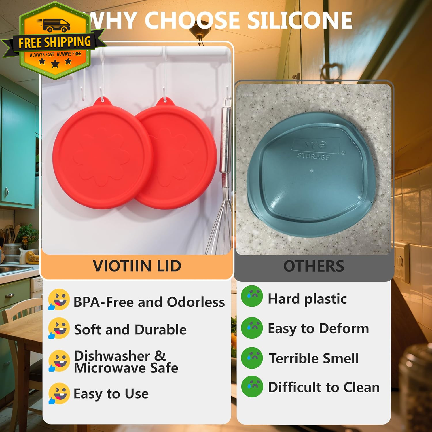 2 Pack Silicone Replacement Lids for Pyrex 7401-S 3 Cup Mixing Bowls