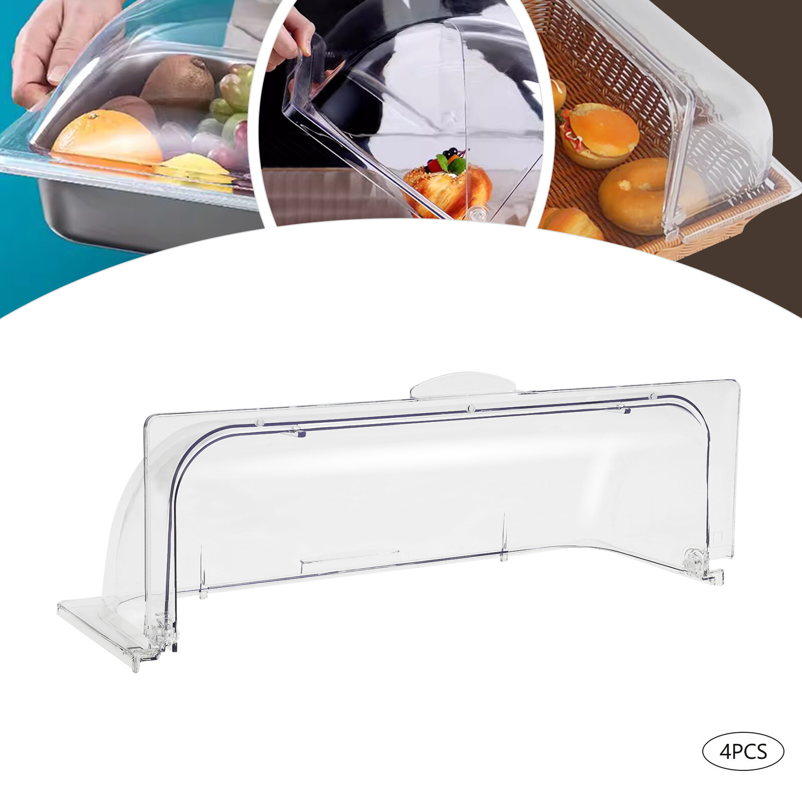 4 Pack Clear Roll Top Food Proof Cover Cover Chafing Dish Clear Display Cover