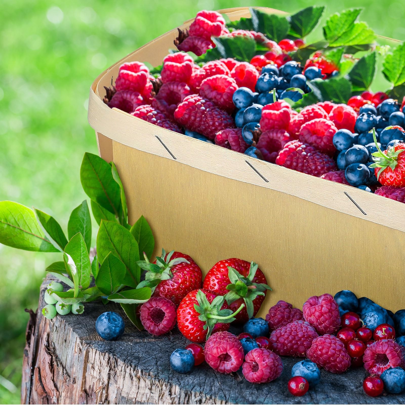 30 Pcs Wood Berry Basket Bulk 2 Quarts Berry Picking Wooden Baskets Wood Frui…