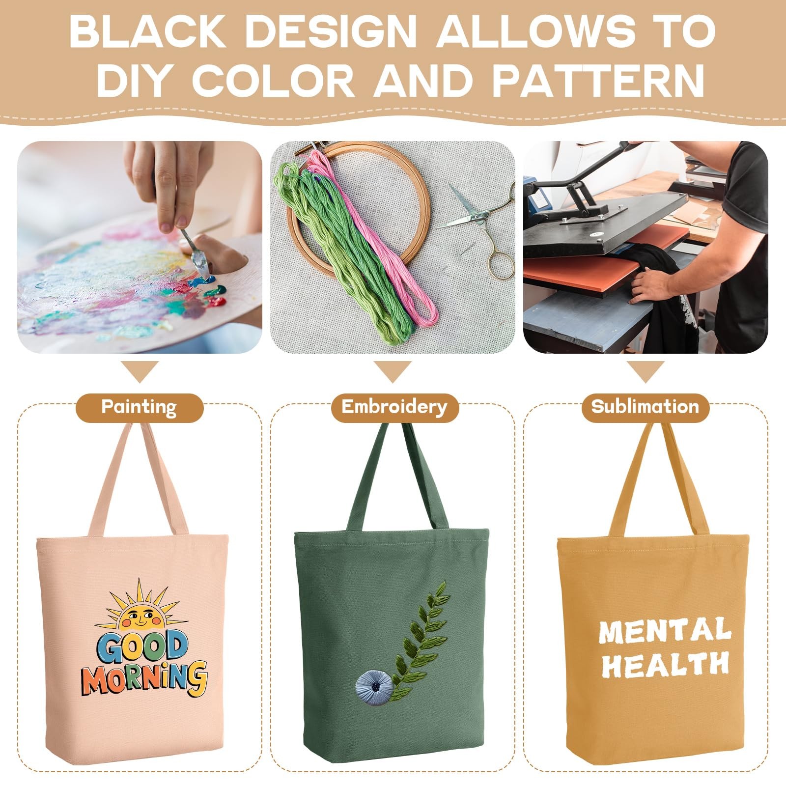 Reginary 10 Pcs Mothers Day Gift Reusable Canvas Grocery Shopping Tote Bag Bulk