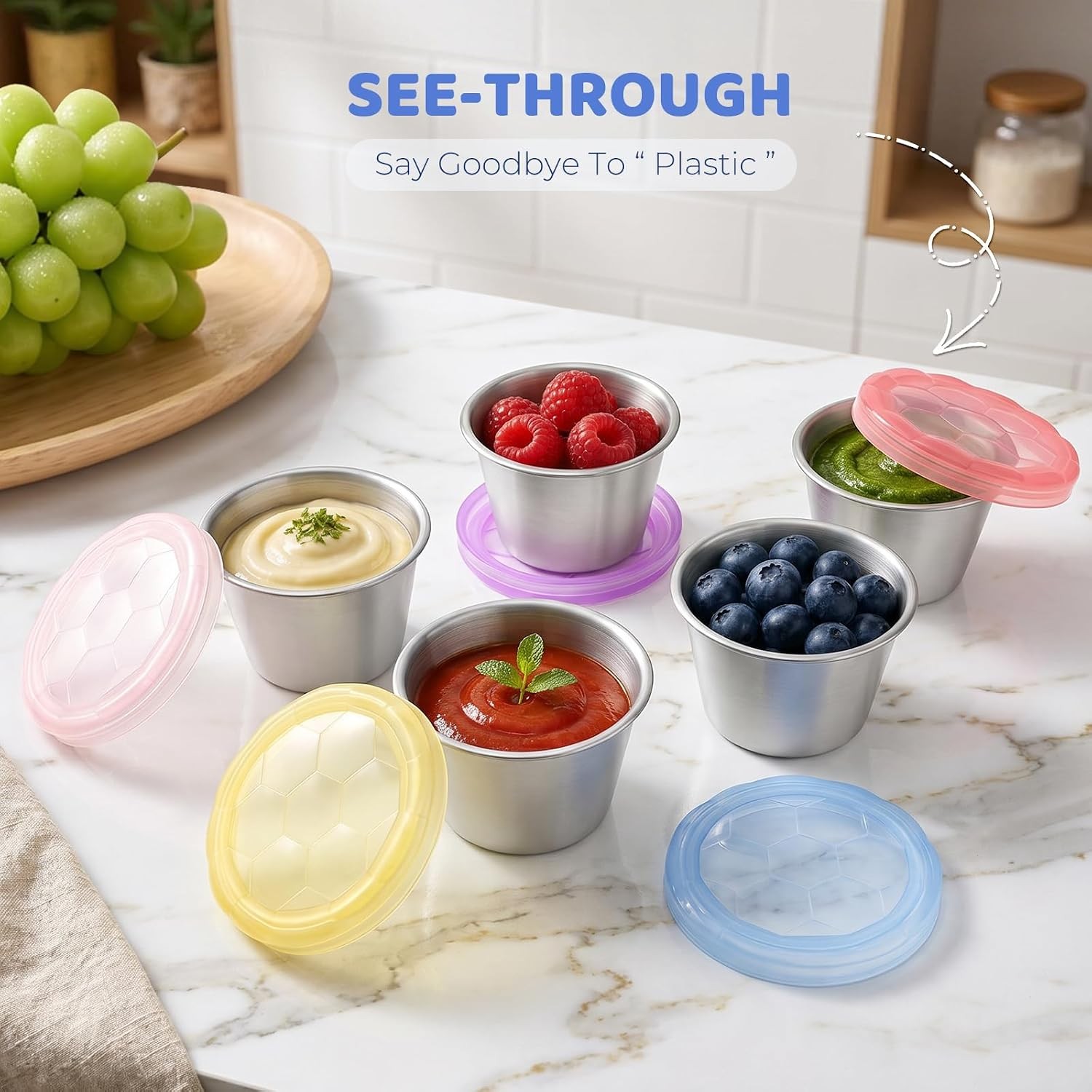 8×2.4 Oz Salad Dressing Containers with See-Through Lids, Leakproof Salad