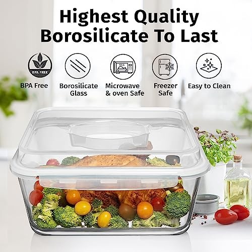 6500 ML / 220 oz / 28 Cup LARGE Glass Food Storage Container with 6500 ml
