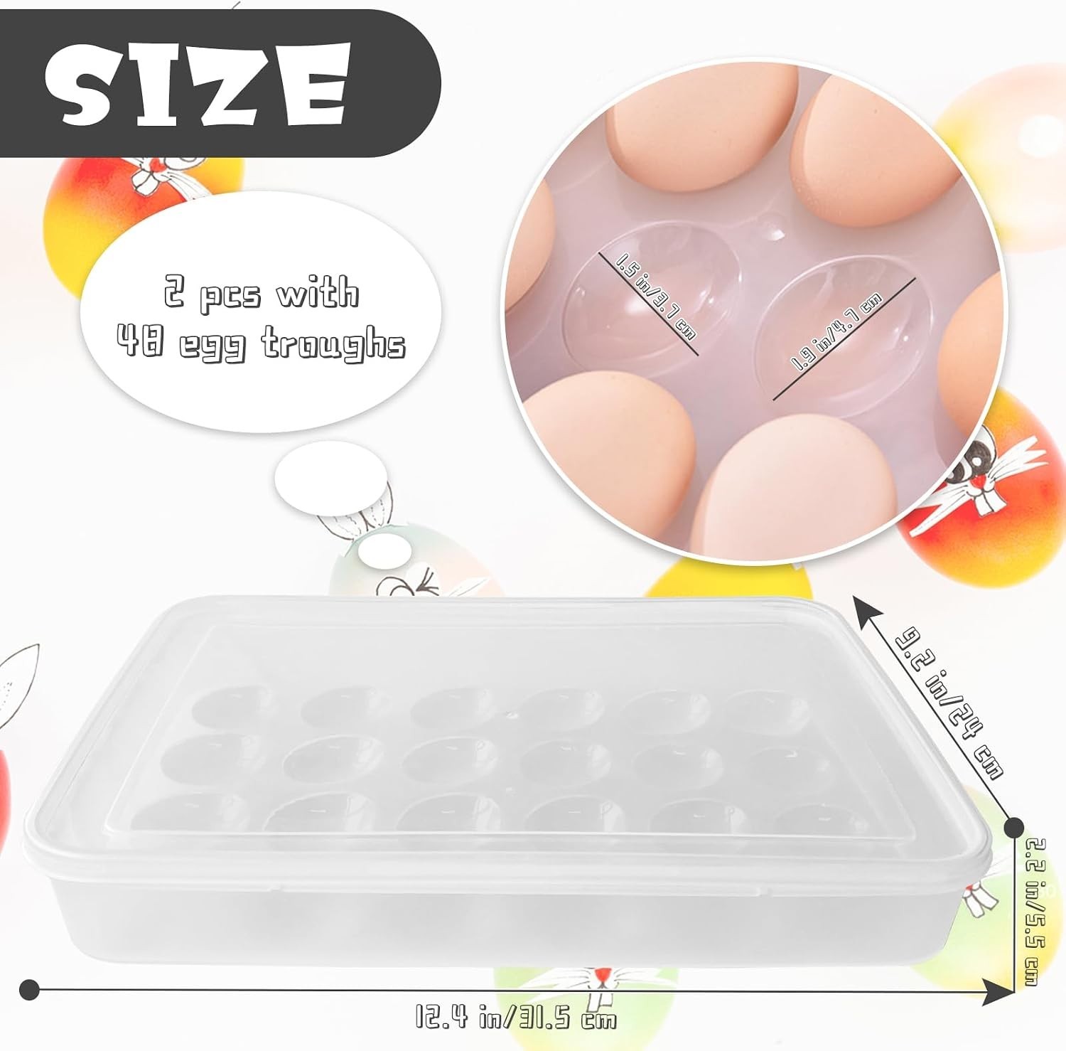 Deviled Egg Containers with Lid, Set of 2,Stackable Plastic Egg Holder for 48…