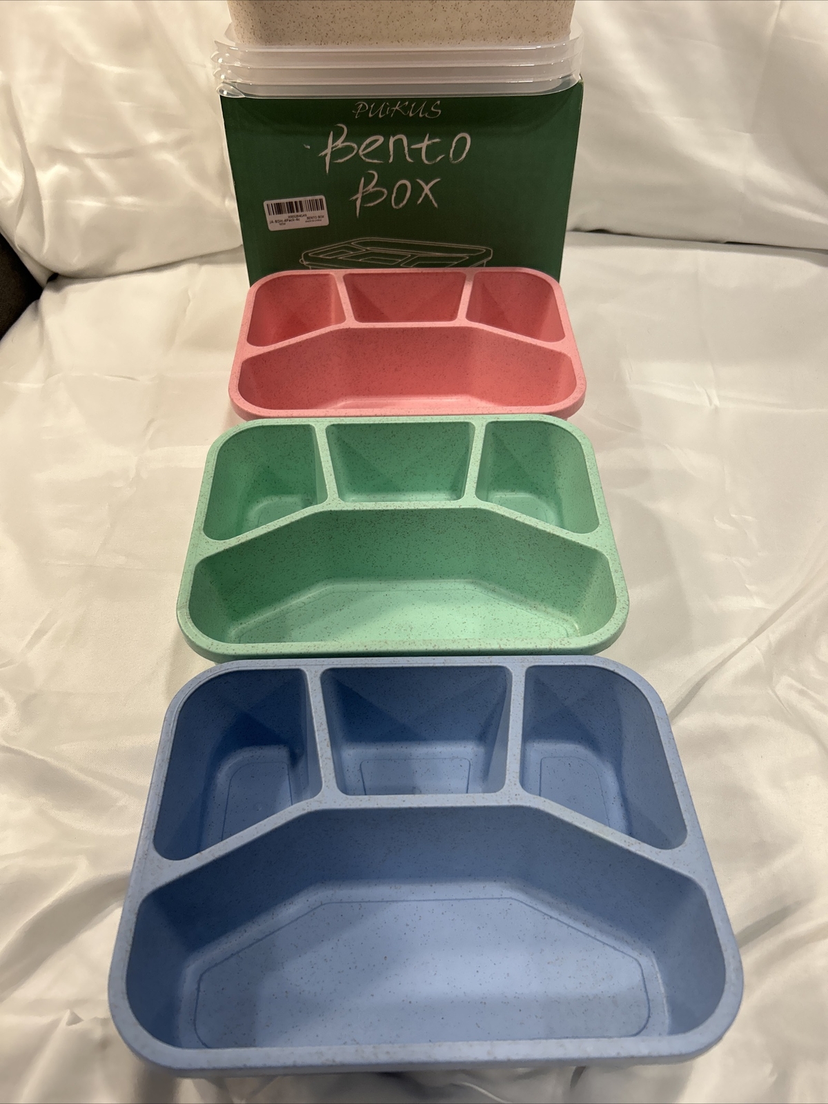 NEW 4 Pack Bento Lunch Boxes 4 Compartment Meal Prep Containers Kids Adults