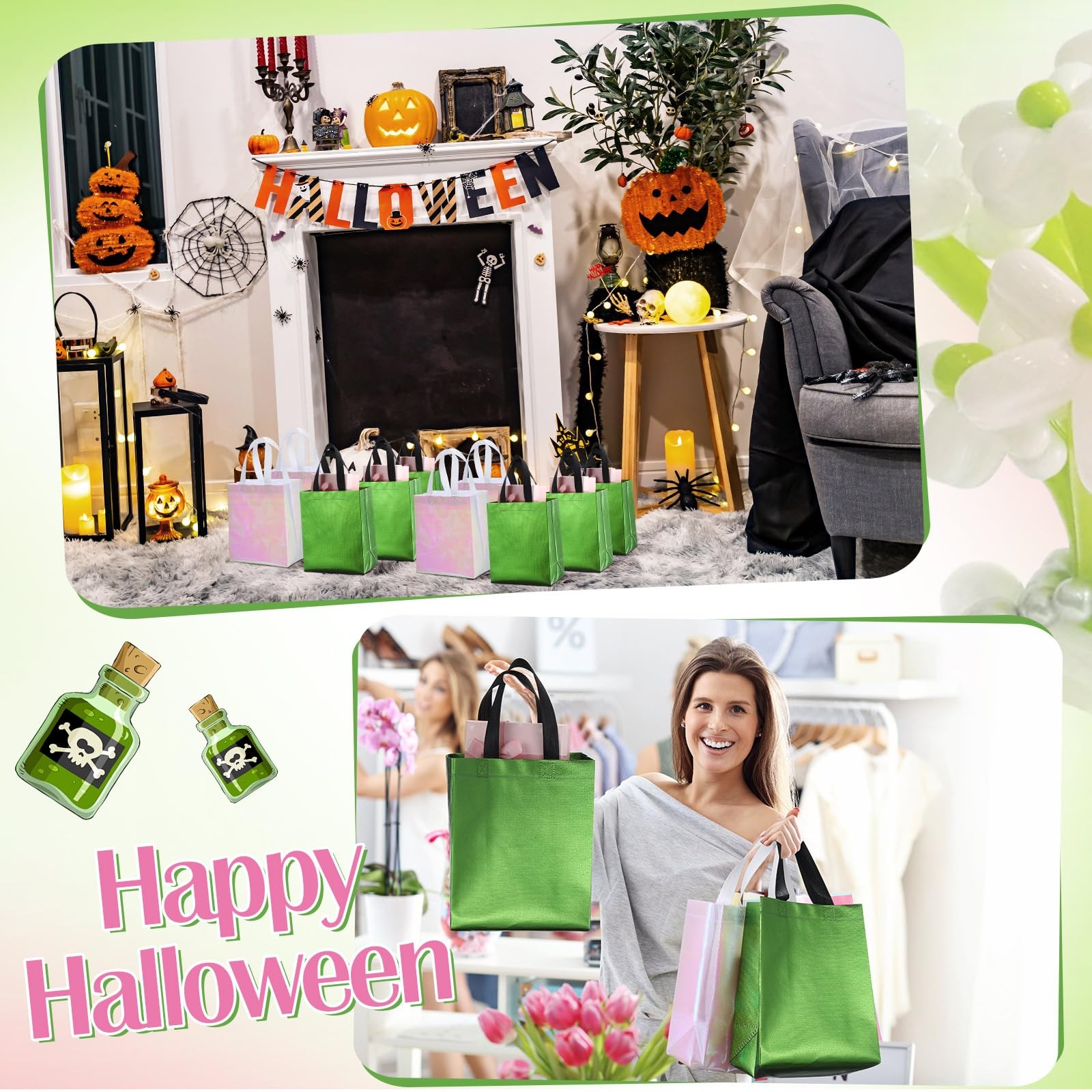 Eccliy 80-Piece Glossy Gift Bags Set Reusable Tote w/Handles Grocery Holiday Pin