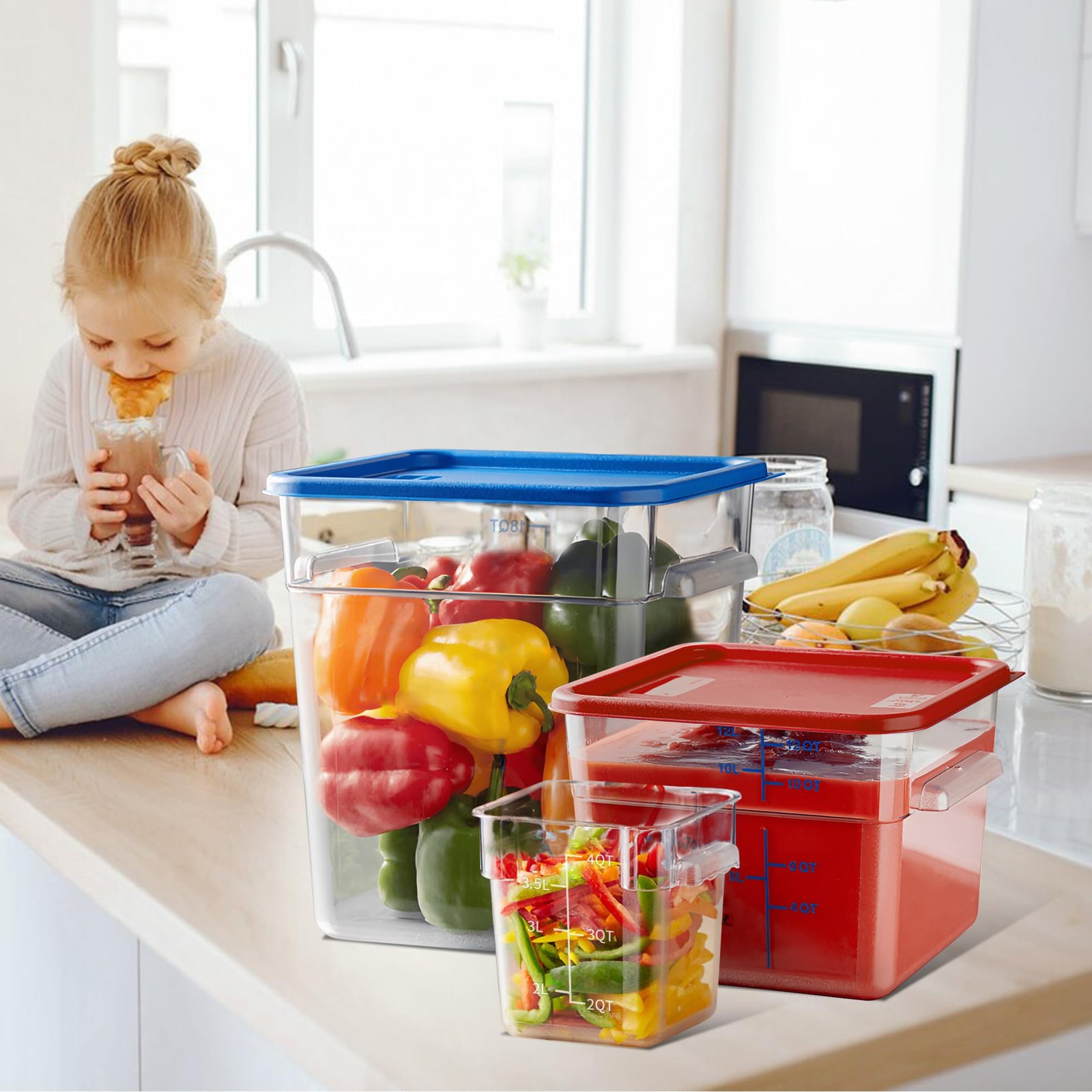 4 Pack 4QT Square Food Storage Containers with Lids
