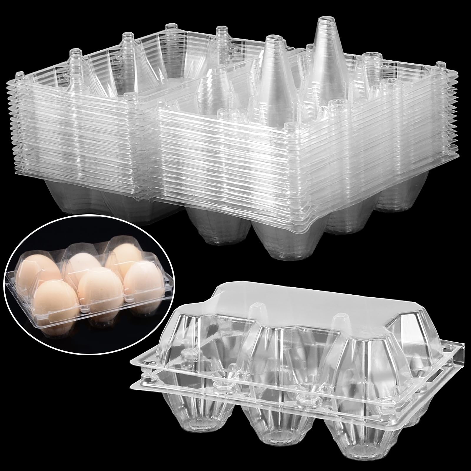 120 PCS 6 Count Egg Cartons Stackable Half Dozen Bulk Farm Kitchen Storage
