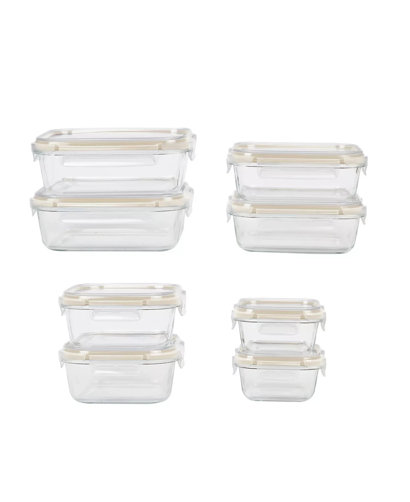 Sedona Kitchen 14-Pc from 16 pcs Glass Storage Set – Cream Lids, Food Containers