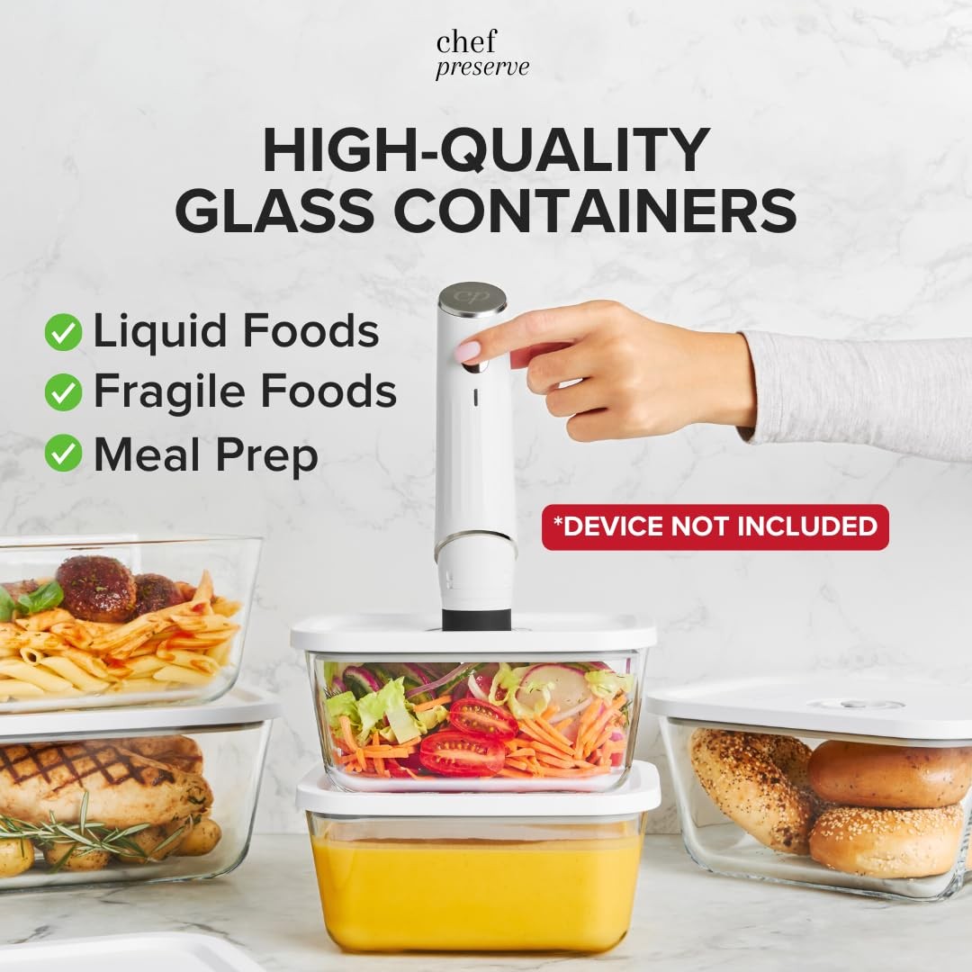 Chef Preserve Glass Vacuum Seal Containers for Meal Prep, Food Storage, Made …