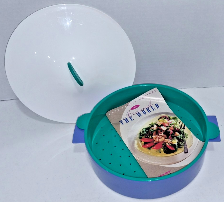 TUPPERWARE 3 Piece Set #3066A Family Size 9″ Microsteamer Microwave Food Steamer