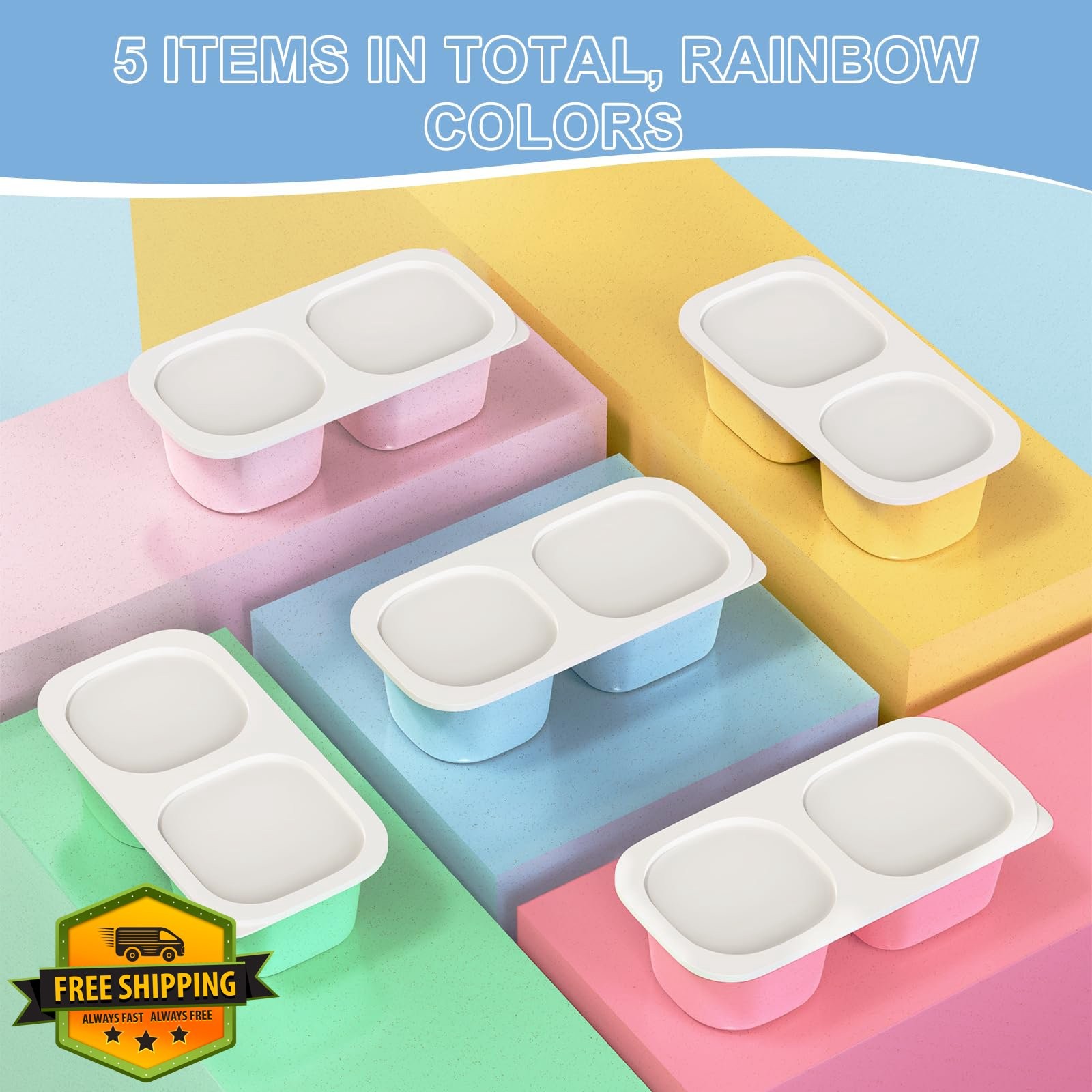 LUOFNI 5 Pack Reusable Snack Containers Classic Color