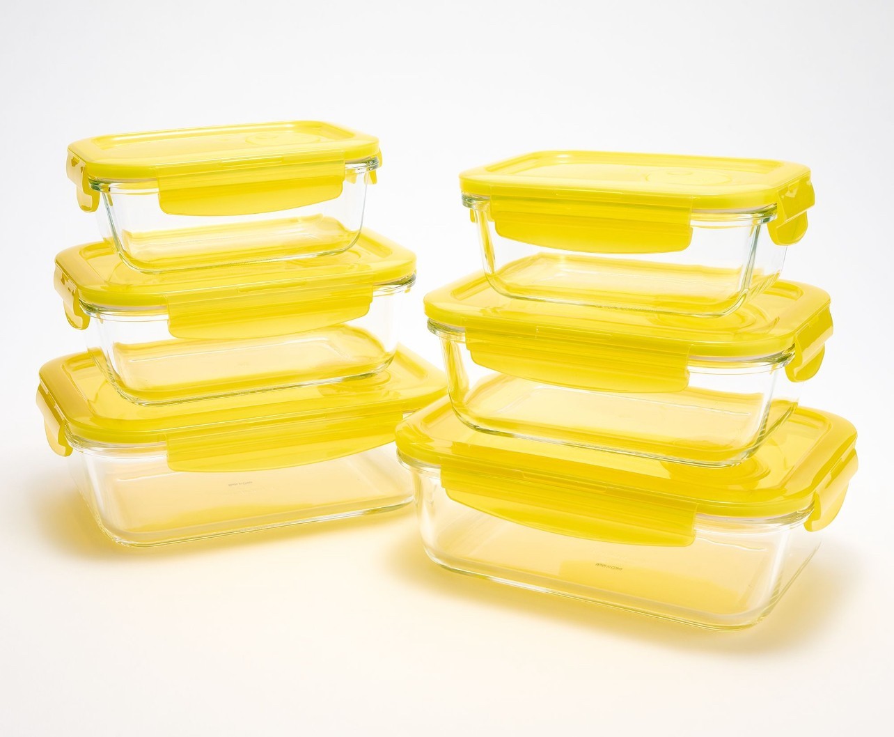 LocknLock Glass Food Containers w/ Vented Lids 6-Piece K97527 NEW YELLOW