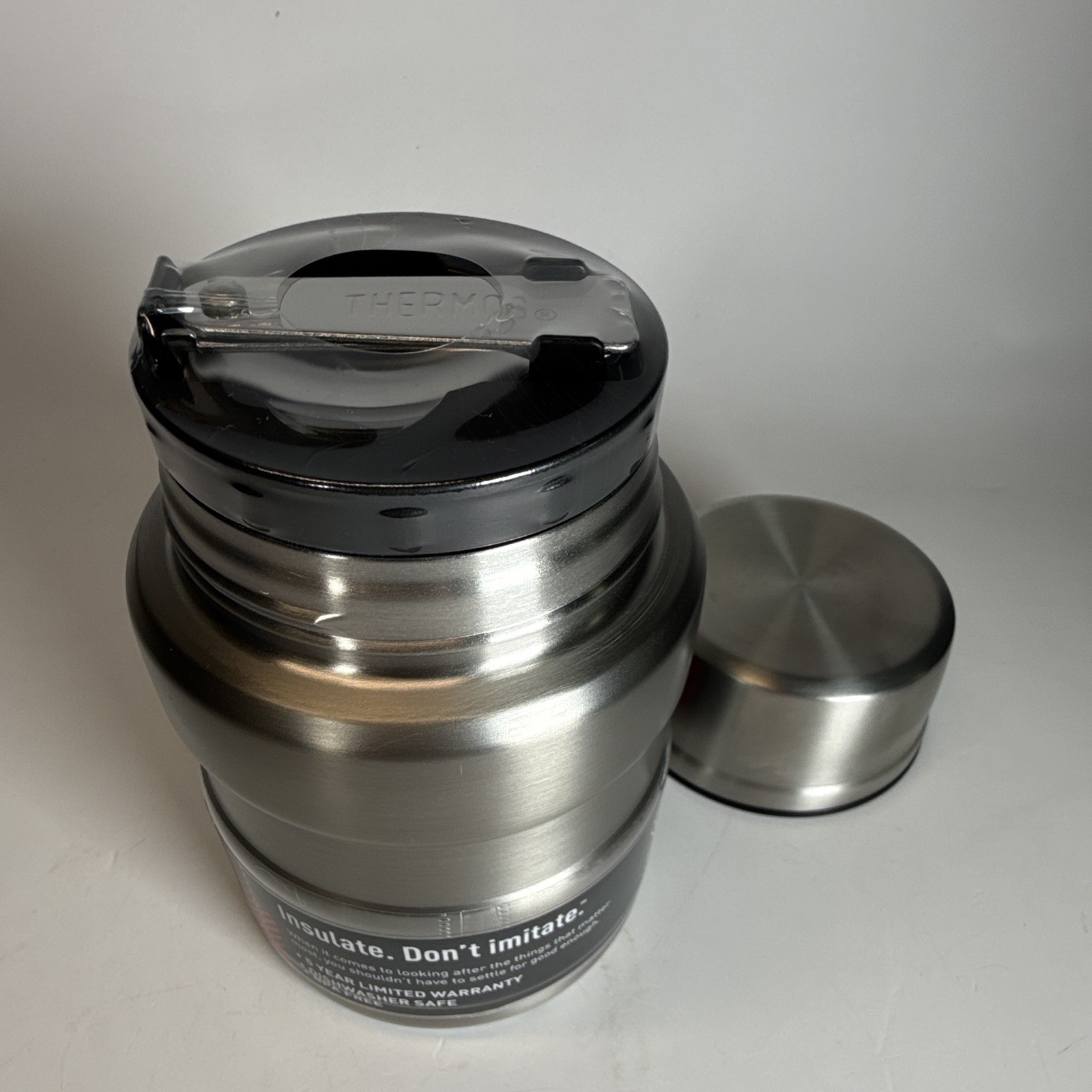 Thermos 16 oz Stainless Steel Insulated Food Jar Screw Lid BPA-Free Silver/Black