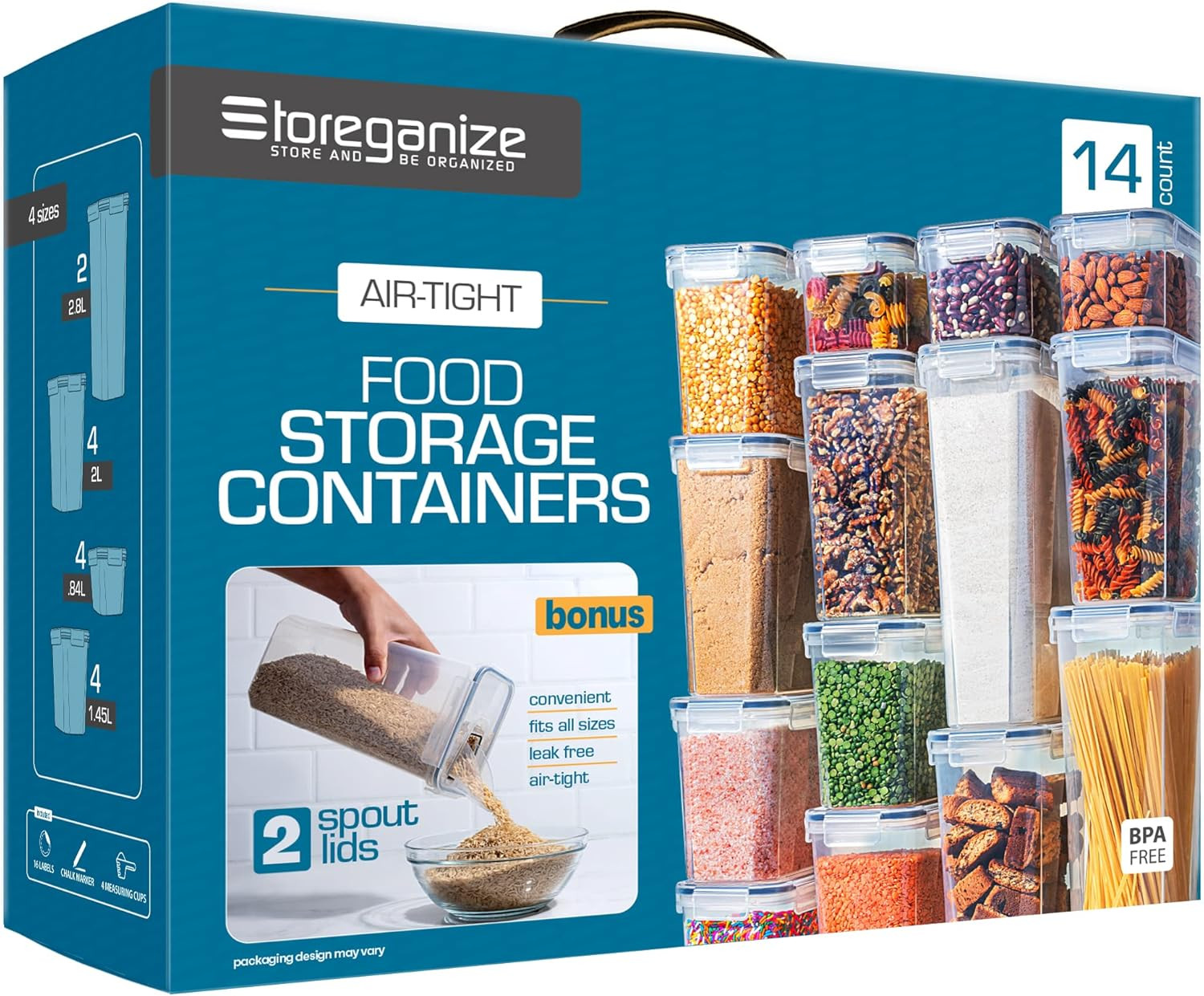 14 PCS Airtight Food Storage Containers with Lids Set, BPA Free Leak-Proof Kitch