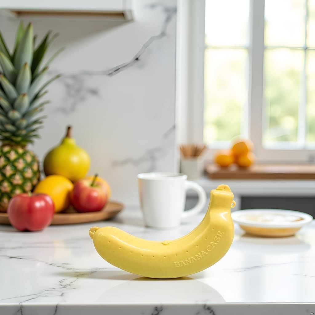 Yellow Banana Storage Case BPA-Free Fruit Keeper Box – Portable Protective Banan