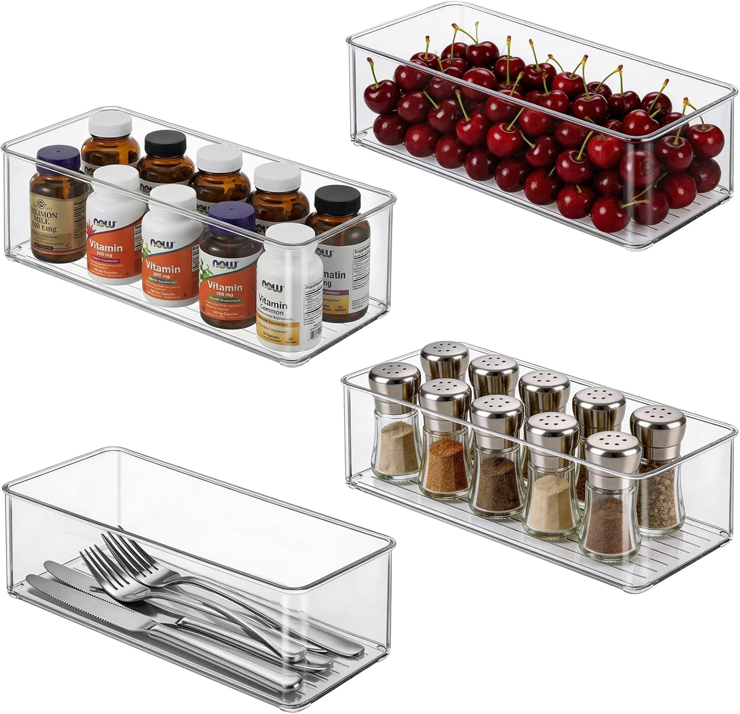 4 Pack Refrigerator Organizers and Storage 4 Small Stackable Clear Plastic Bins