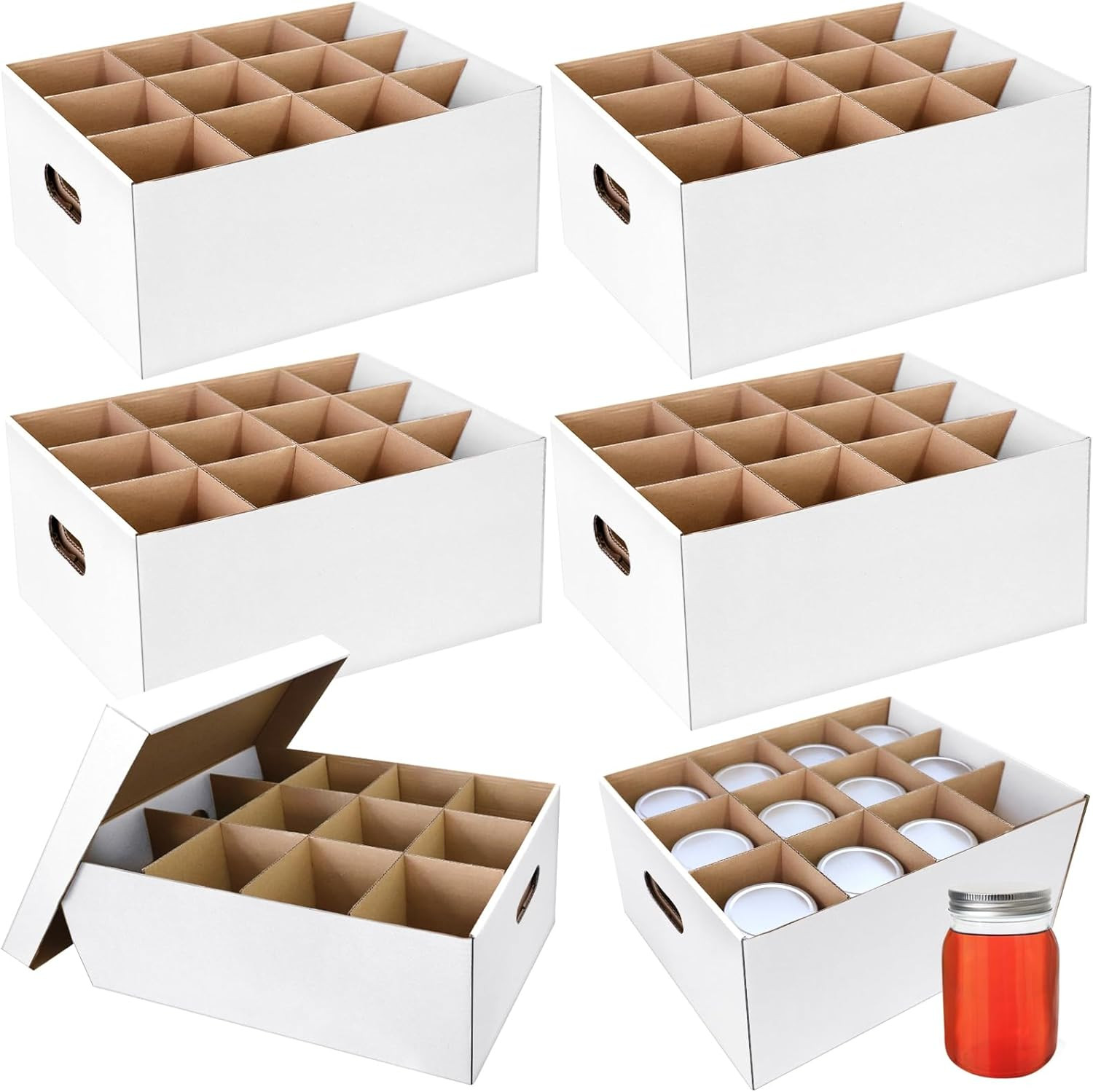6-Piece White Storage Box for Pint Canning Jars – Stackable Organizer