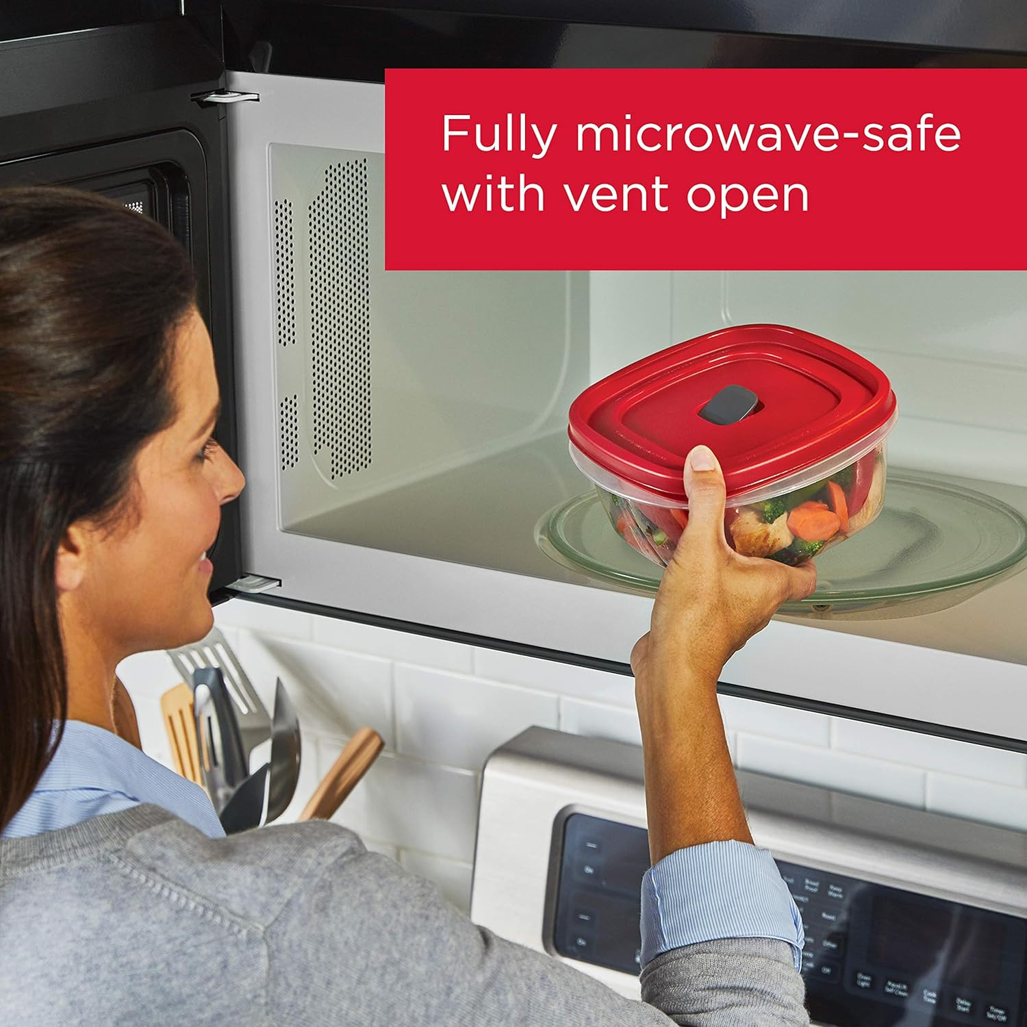 16-Piece Bpa-Free Plastic Food Storage Set, Red Vented Lids – Microwave, Dishwas