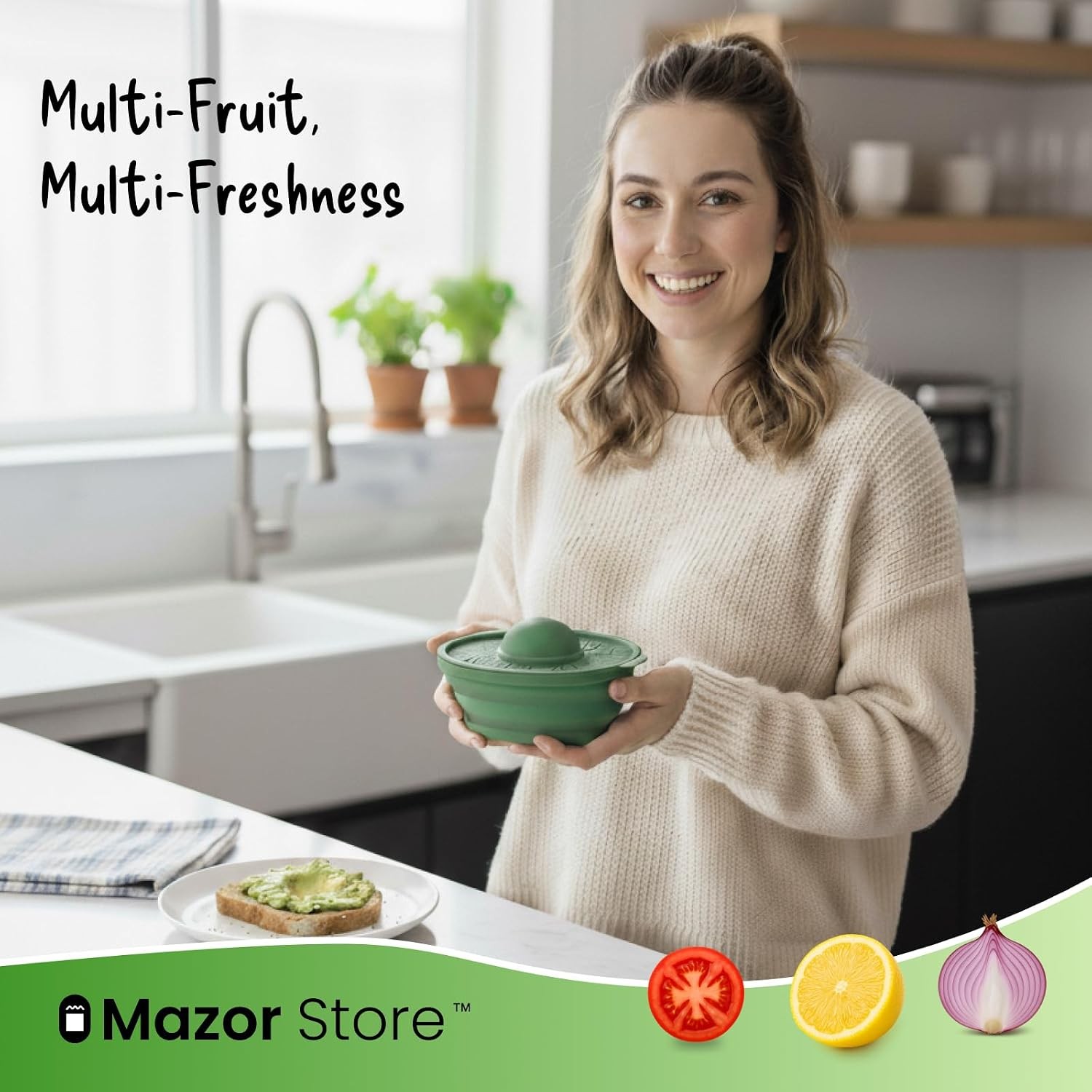 Collapsible Avocado Keeper with Lid Reusable Food Storage Container Avocado