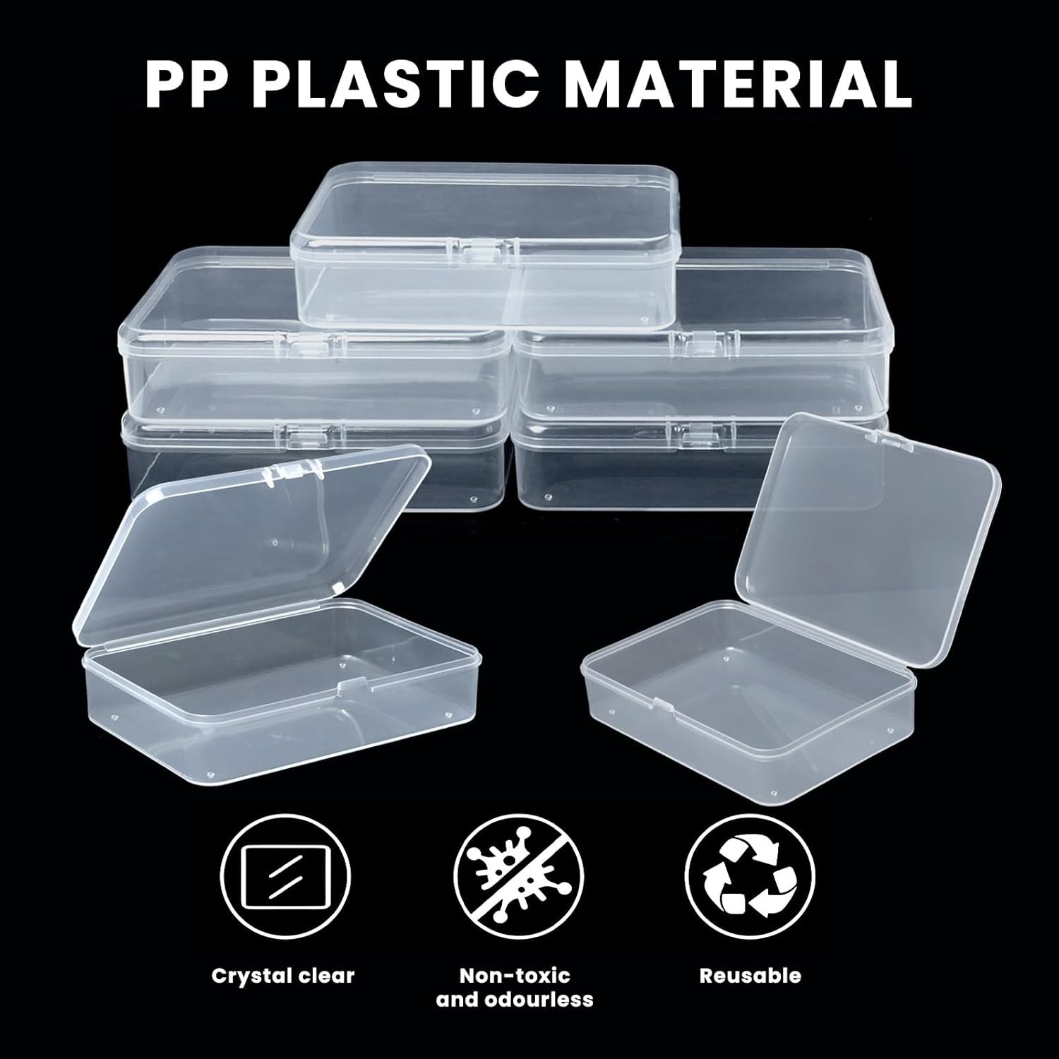 8 Pcs Small Plastic Case, 4x3x1 Inch Mini Plastic Storage Containers Box