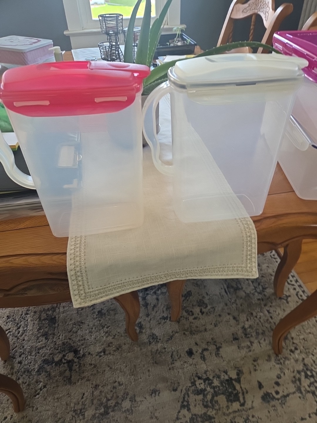 LOCK & LOCK 2 PIECE CEREAL DISPENSER STORAGE BOX CONTAINER # HPL951