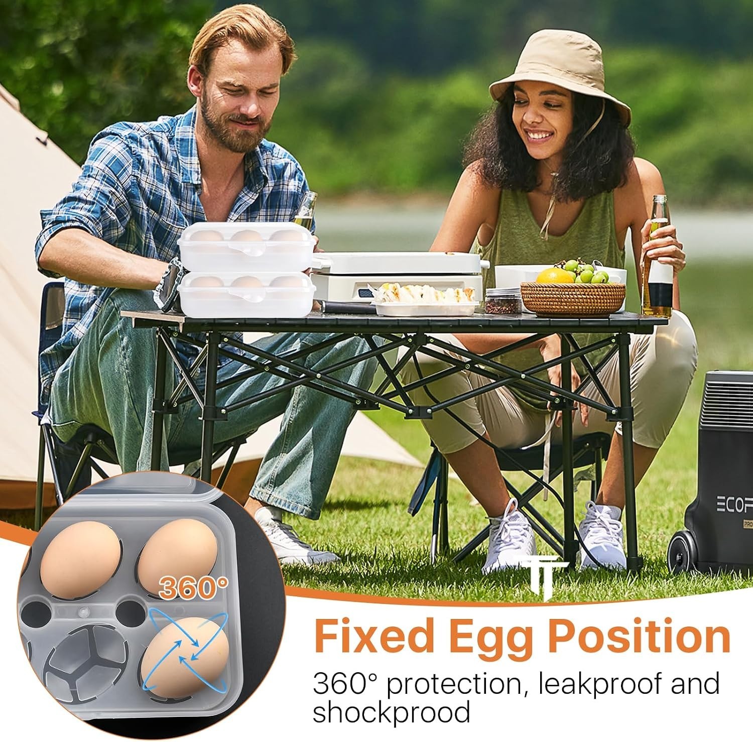2 Pack 6 Grid Egg Holder, Plastic Egg Container for Fridge, Shockproof Leak-p…