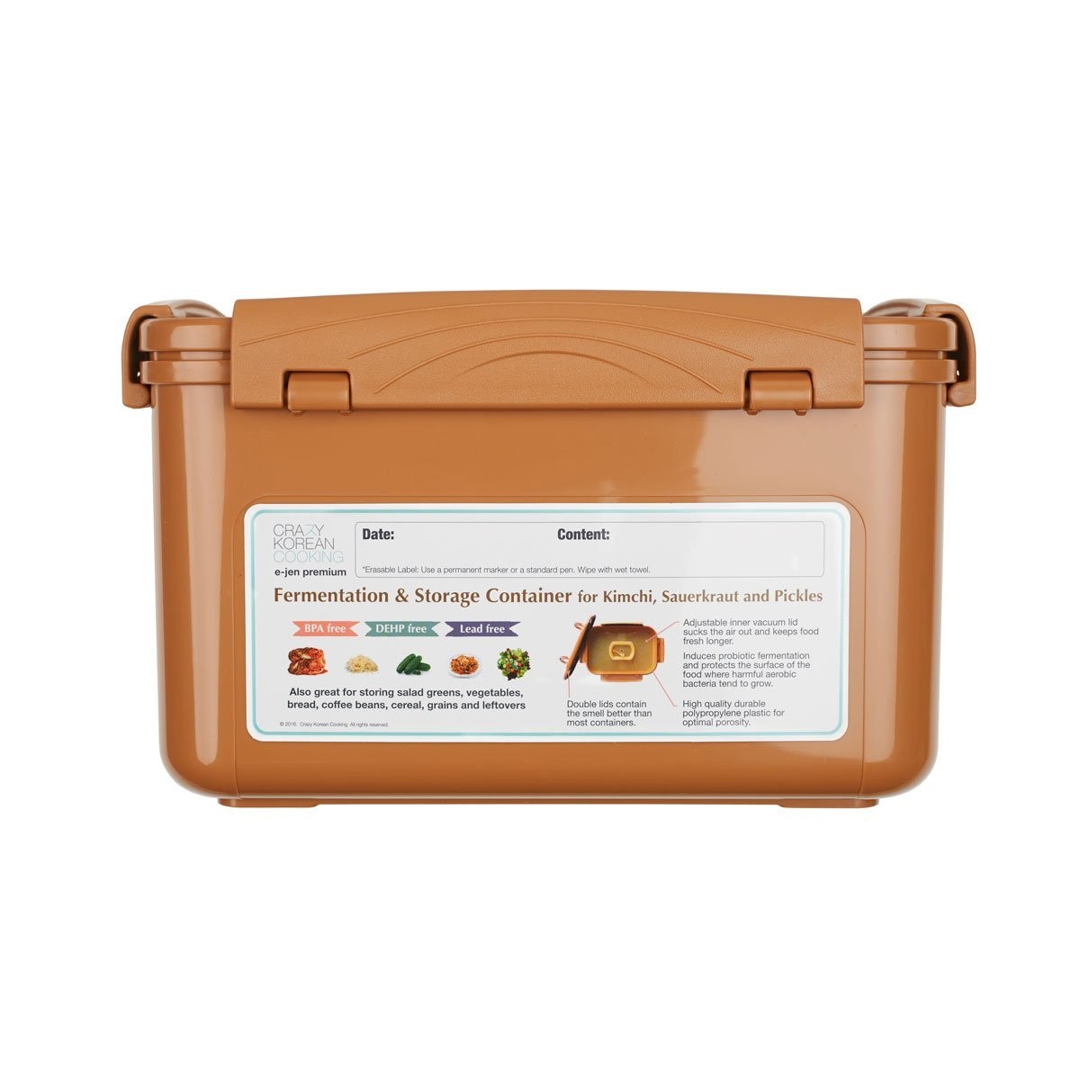 Premium Kimchi Fermentation Container with Vacuum Lid, 1.3 Gal, Sauerkraut Stora