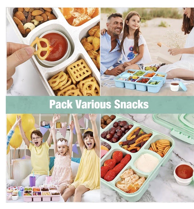 Caperci Snack Box Container with Leak-Resistant Lid & Locking Clips