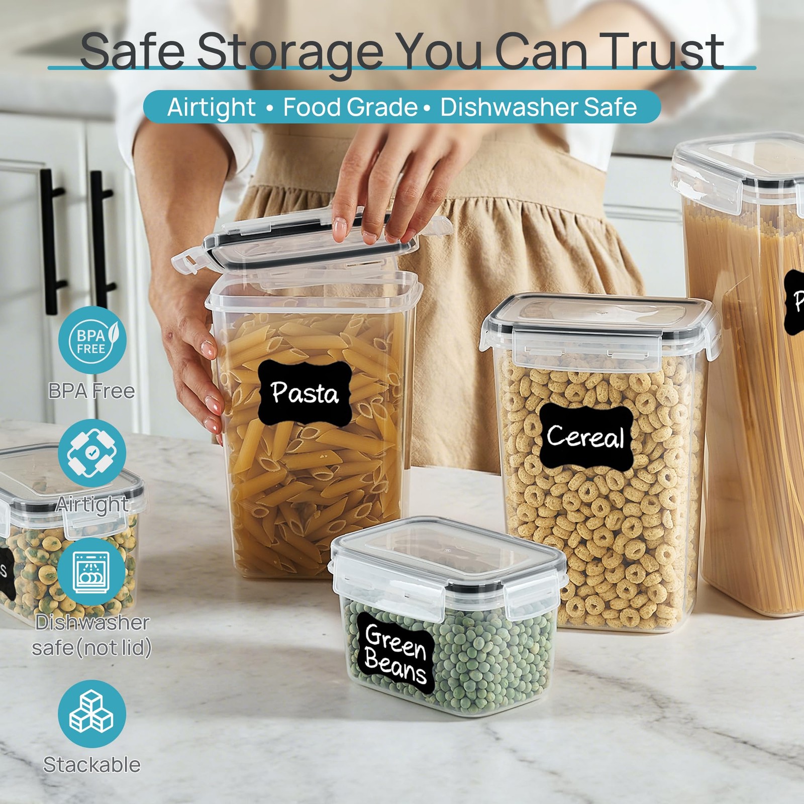 Airtight Food Storage Containers with Lids, 24 pcs Plastic Kitchen and Pantry…