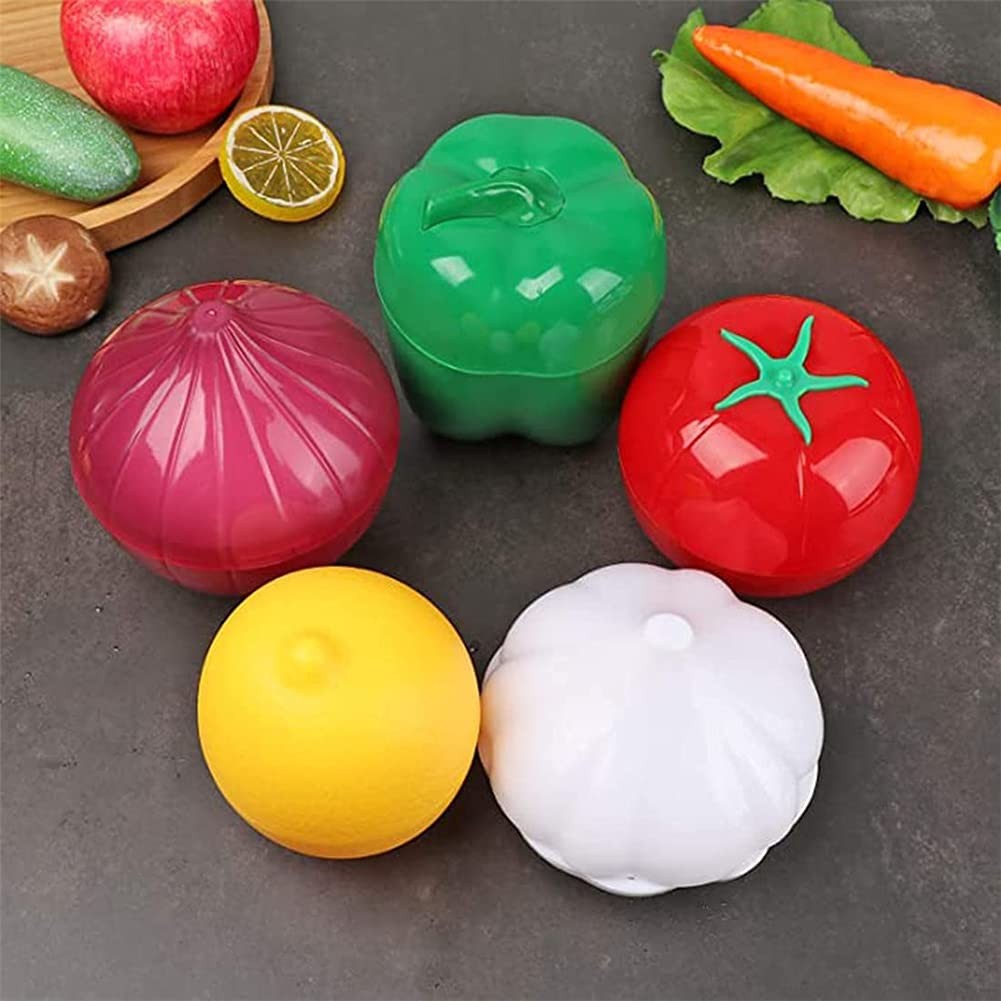 LICHMA 5pcs Plastic Vegetable Storage Box Lemon Onion Tomato Green 5Pcs