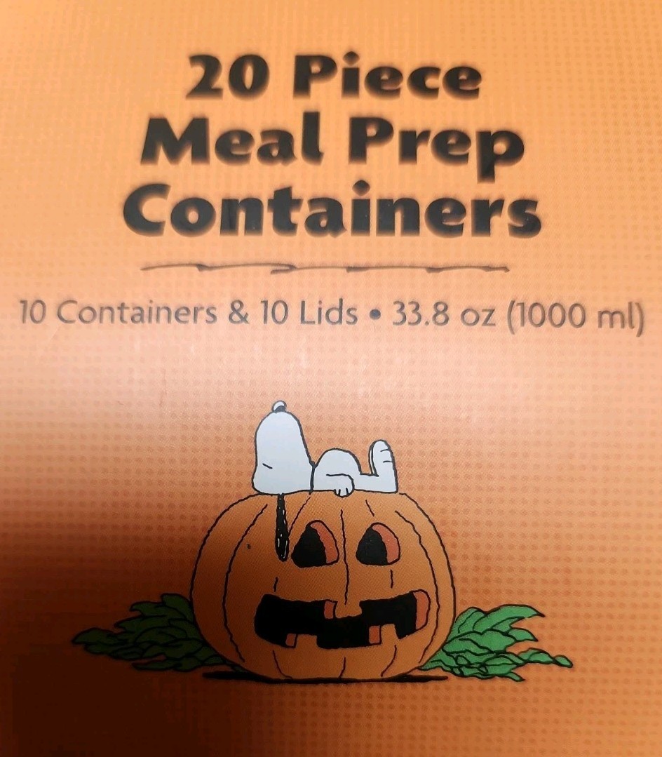 Peanuts Snoopy 20 Piece Meal Prep Containers Storage Fall Halloween Series