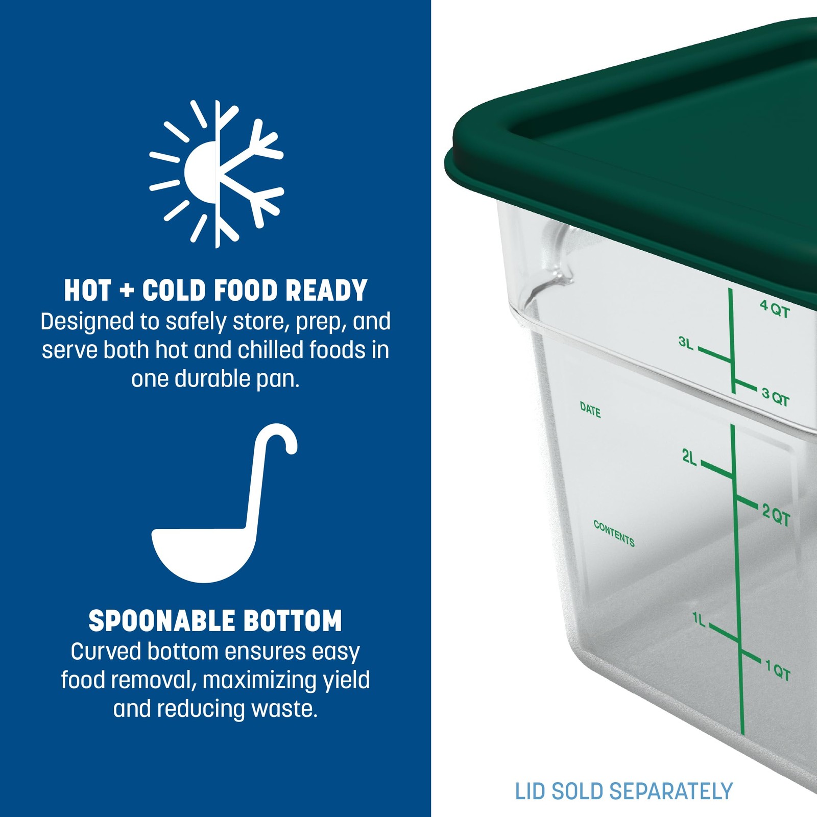 Carlisle FoodService Products Squares Square Food 4 Quart Container, Clear
