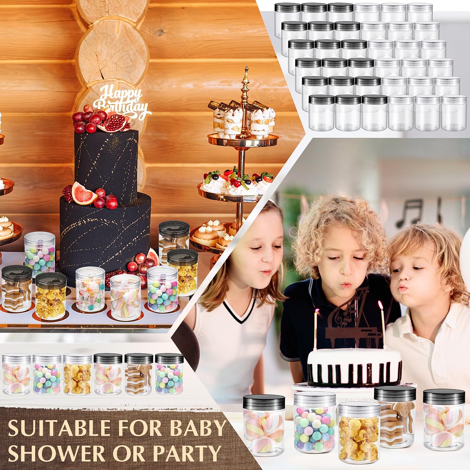 60 Pcs 8 oz Plastic Jars with Lids Clear Round Leakproof Storage Containers E…