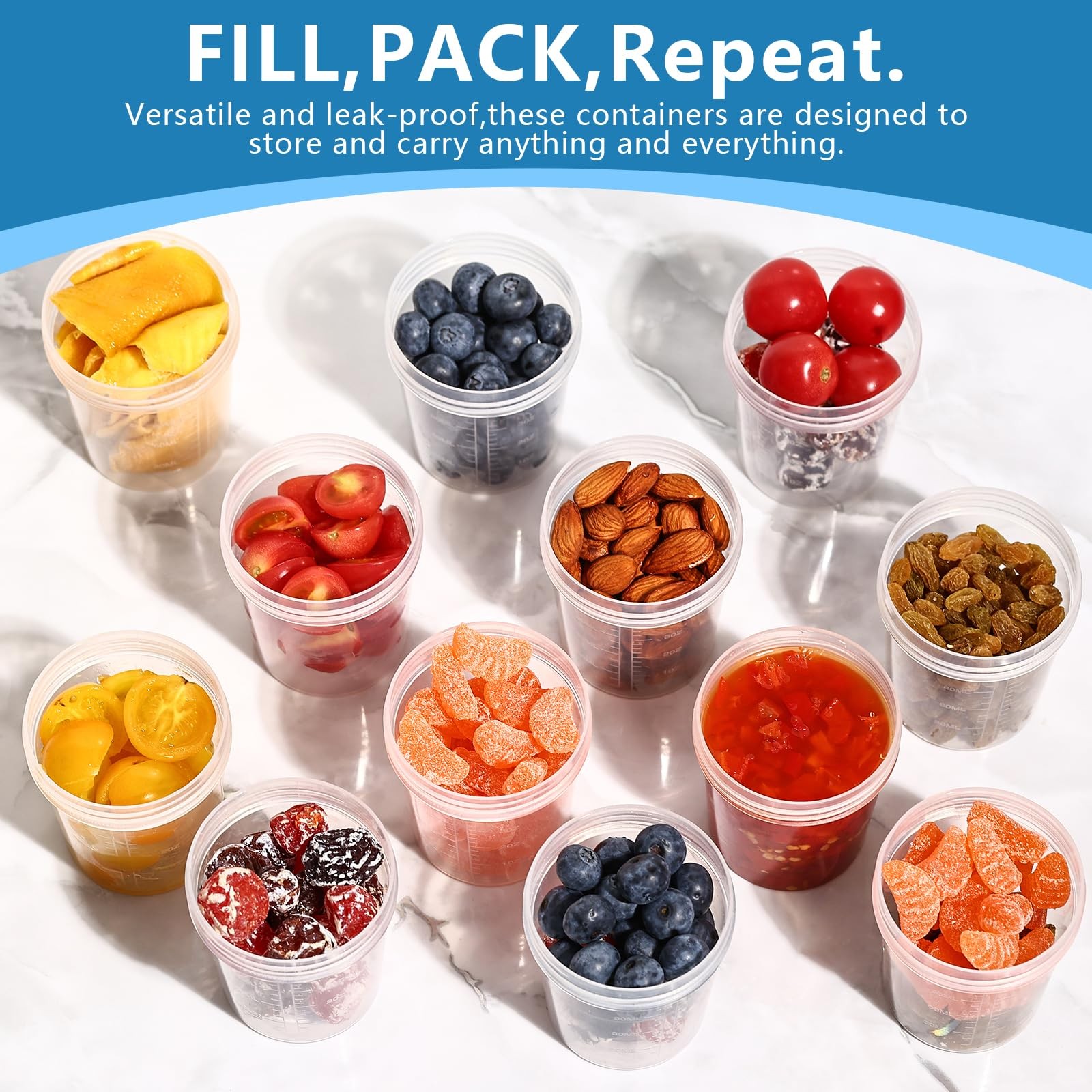 44 Pack 4 Oz Freezer Storage Containers with Lids, Soup Containers with Lids,…