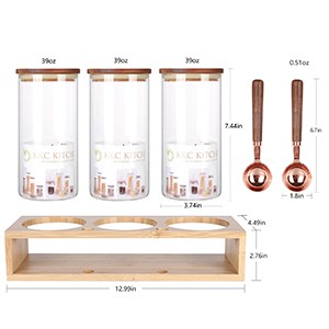 Sealed Glass Food Storage Containers with Airtight Wood Lids and Scoops for