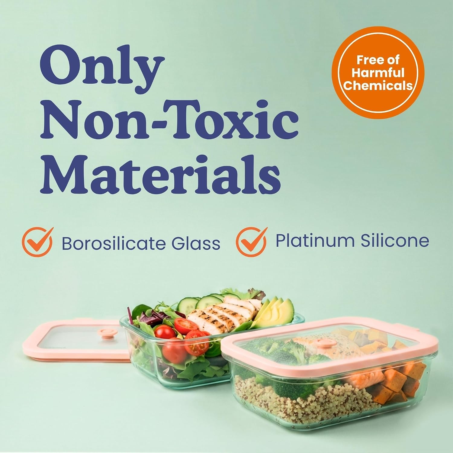 4 Pack Glass Food Storage Containers 21oz Airtight BPA-Free Microwave Safe