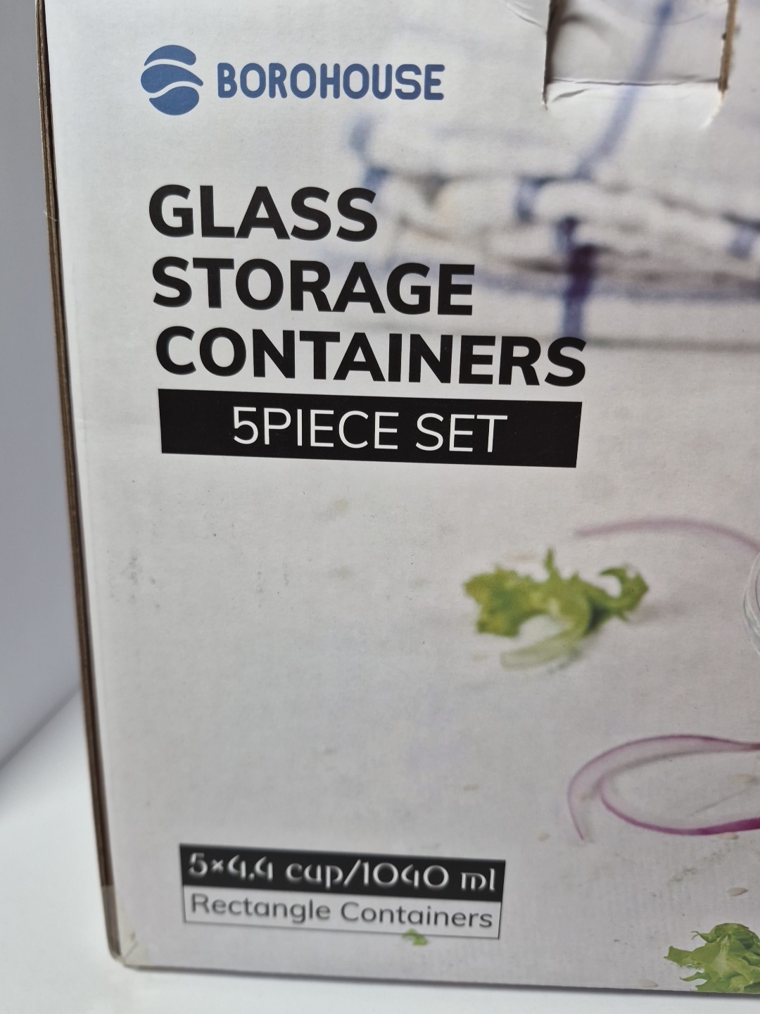 BOROHOUSE 5-Pack Glass Containers with Lids Clear With Pink Lids