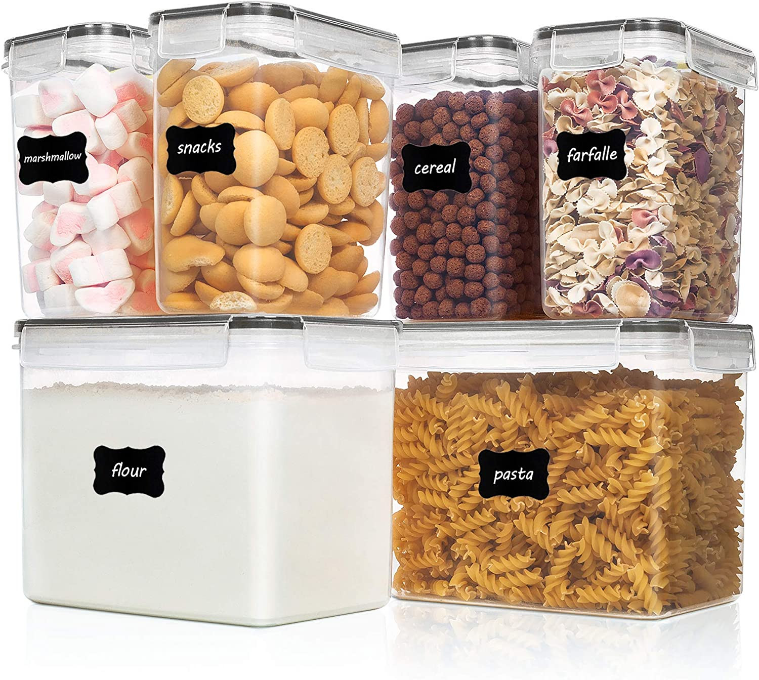 Airtight Food Storage Containers 6 Pieces – Plastic BPA Free Kitchen Pantry S…