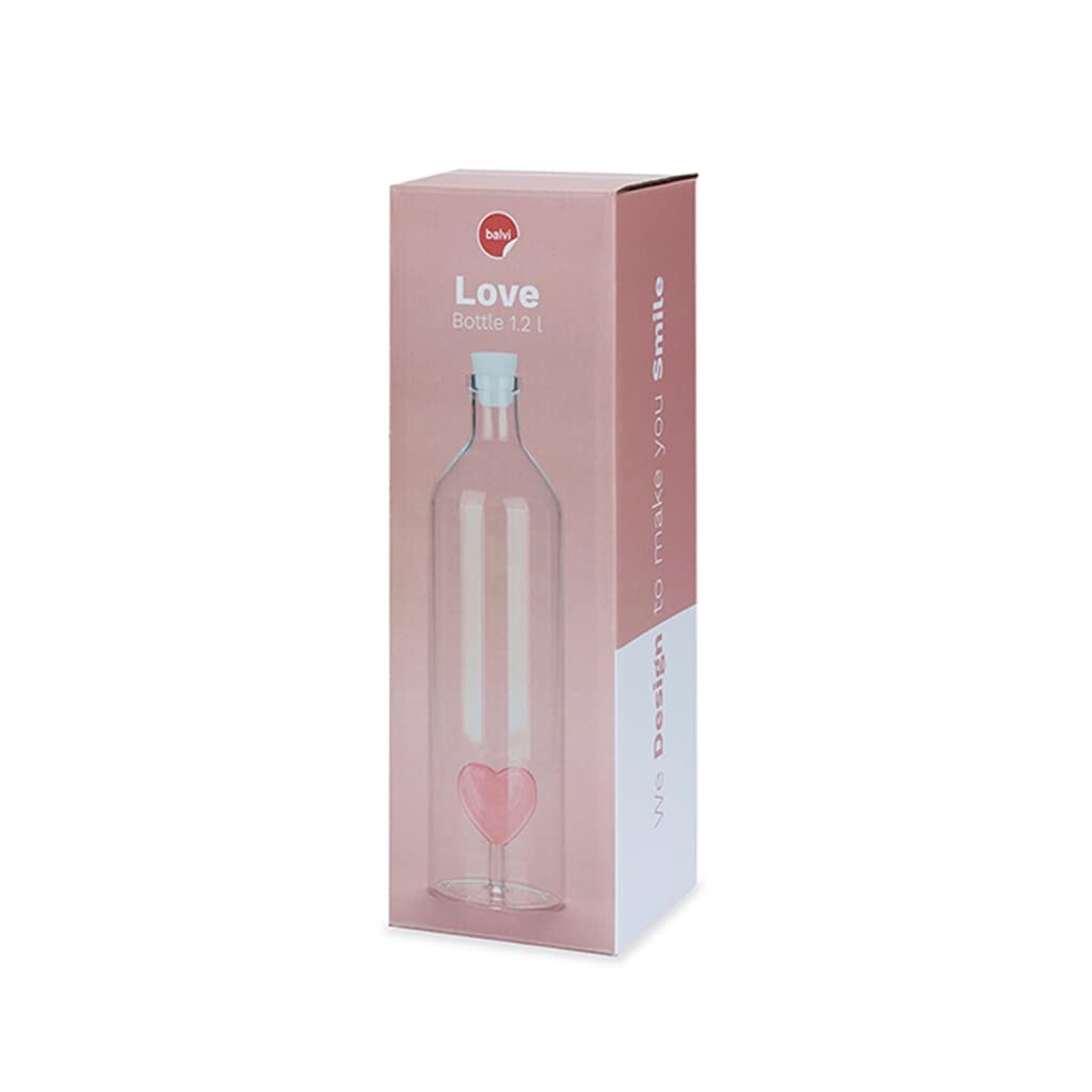 Balvi Bottle Love Water Jug 1.2L Figurine Attached Inside Borosilicate Silicone