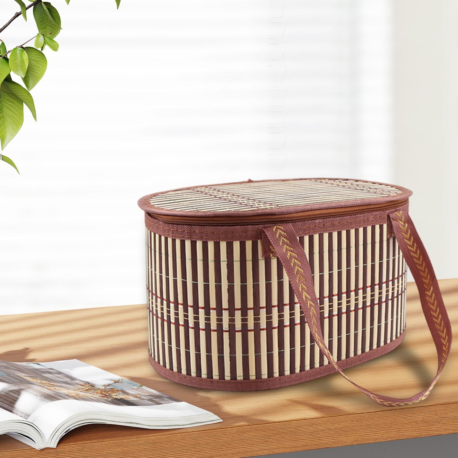 Bamboo Basket Gift Basket Storage Organizer Shopping Basket Multifunctional with